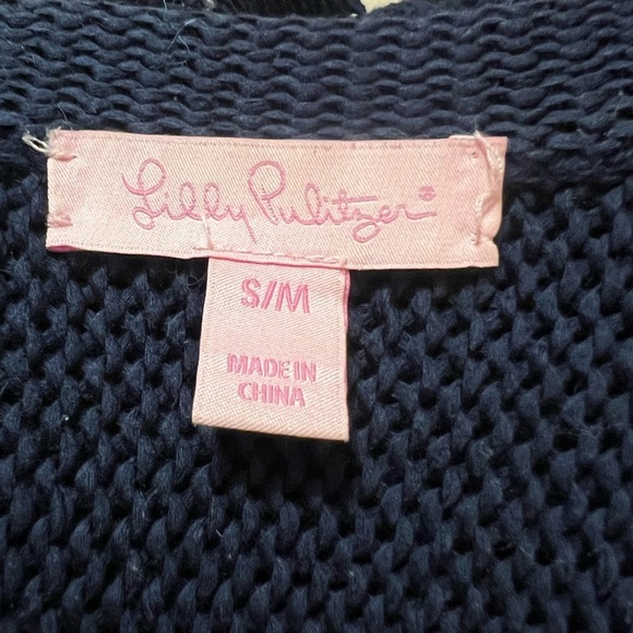 Lilly Pulitzer Bedford resort open front knit cardigan with tassel trim in navy - Picture 7 of 9